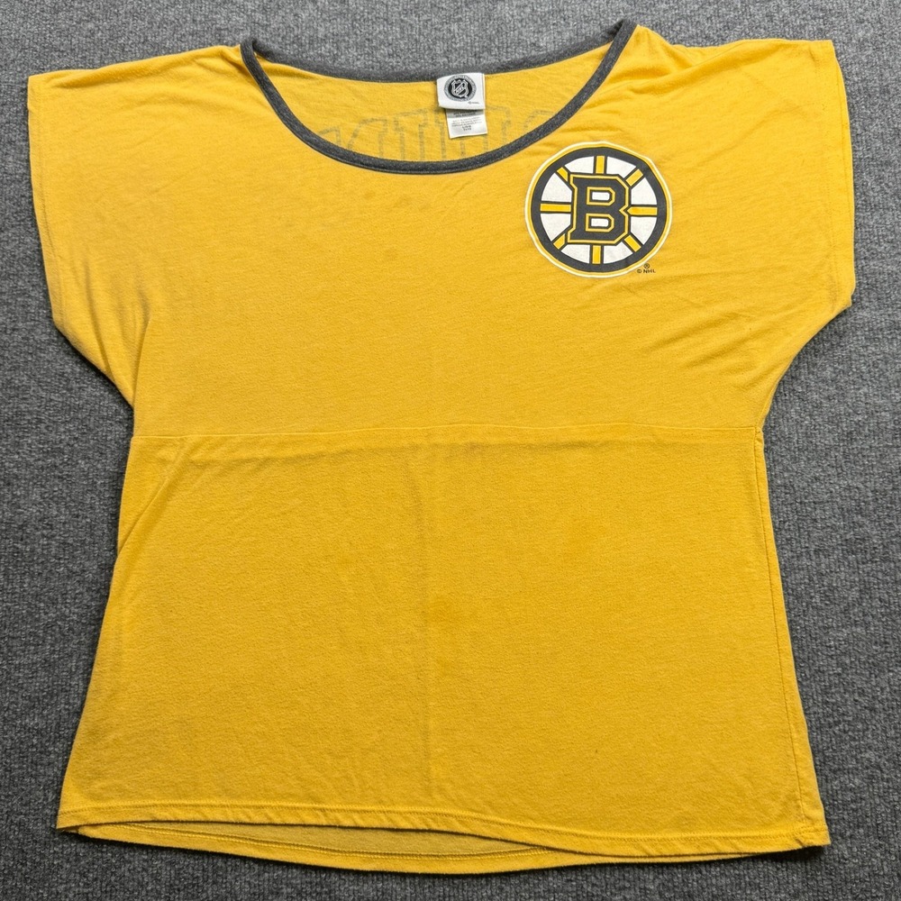 NHL‎ Boston Bruins T Shirt Kids L 11/13 Yellow Hockey Fan Graphic Tee